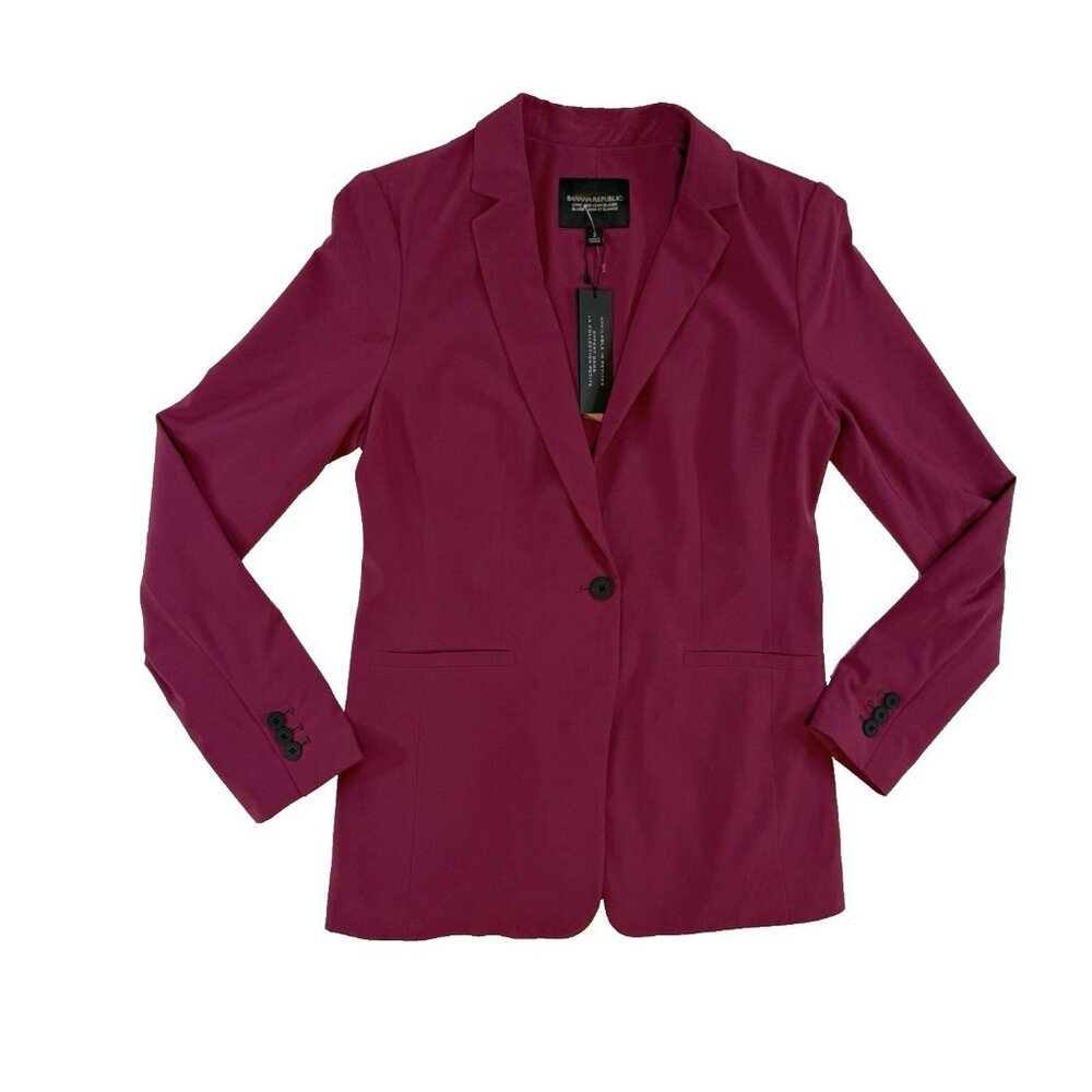 Banana Republic Long & Lean Blazer Women's Size 2 Magenta Stretch NWT